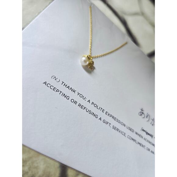 14K Gold Dipped Necklace Arigato Japan Word NWT - Picture 3 of 6